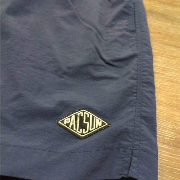 Pacsun Men's Small Swim Trunks Mesh Lined Blue Nylon Drawstring Stretch - Picture 2 of 9